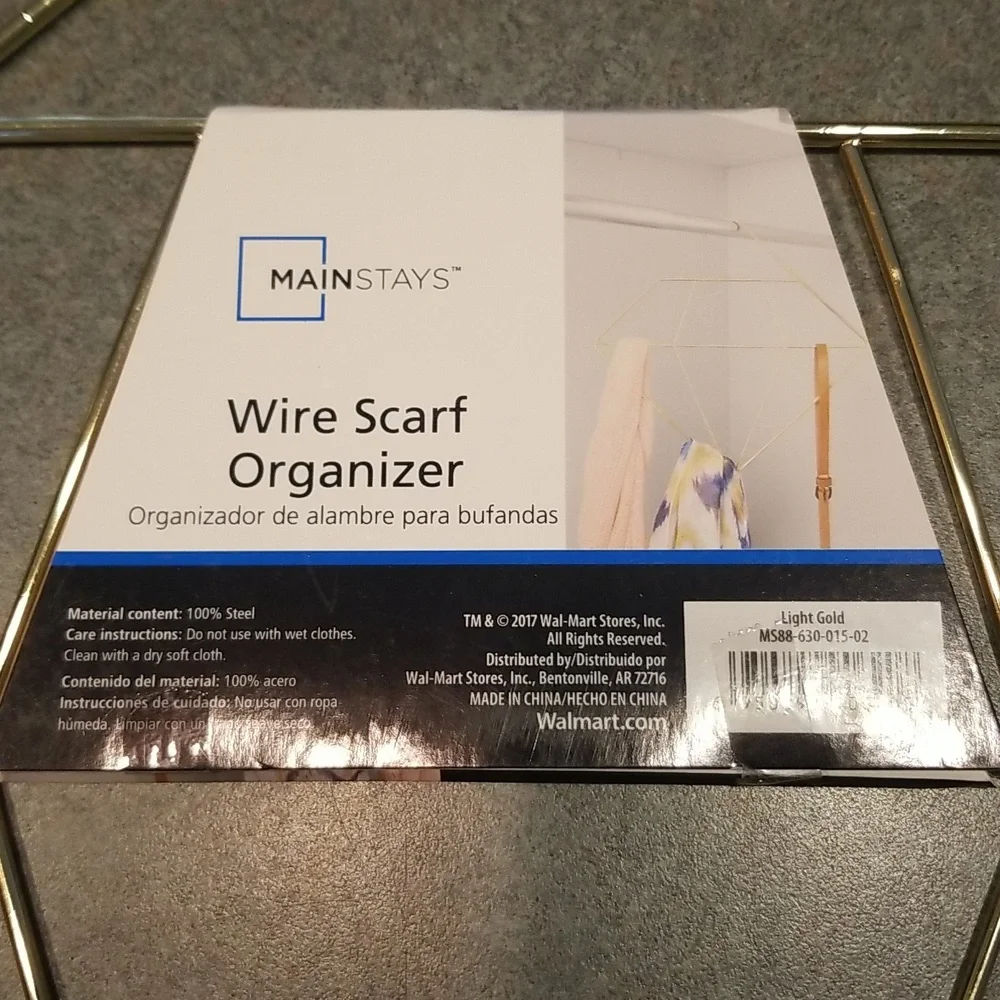 2 pack Mainstays Wire Scarf organizer new with tags gold finish